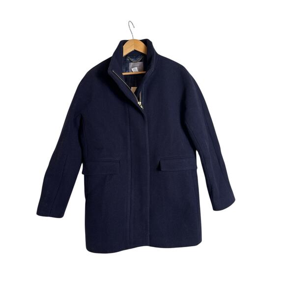J.Crew Stadium Cloth Cocoon Coat Navy Women’s Size 10 NWT - Picture 2 of 10